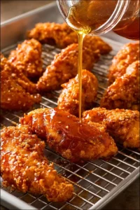 Hot Honey Chicken Tenders 10 Hot honey chicken tenders drizzled with sticky sweet-spicy glaze