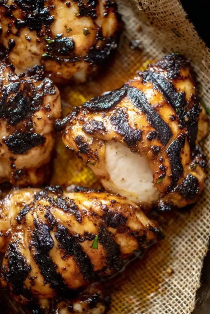 ot honey chicken thighs cooking on grill